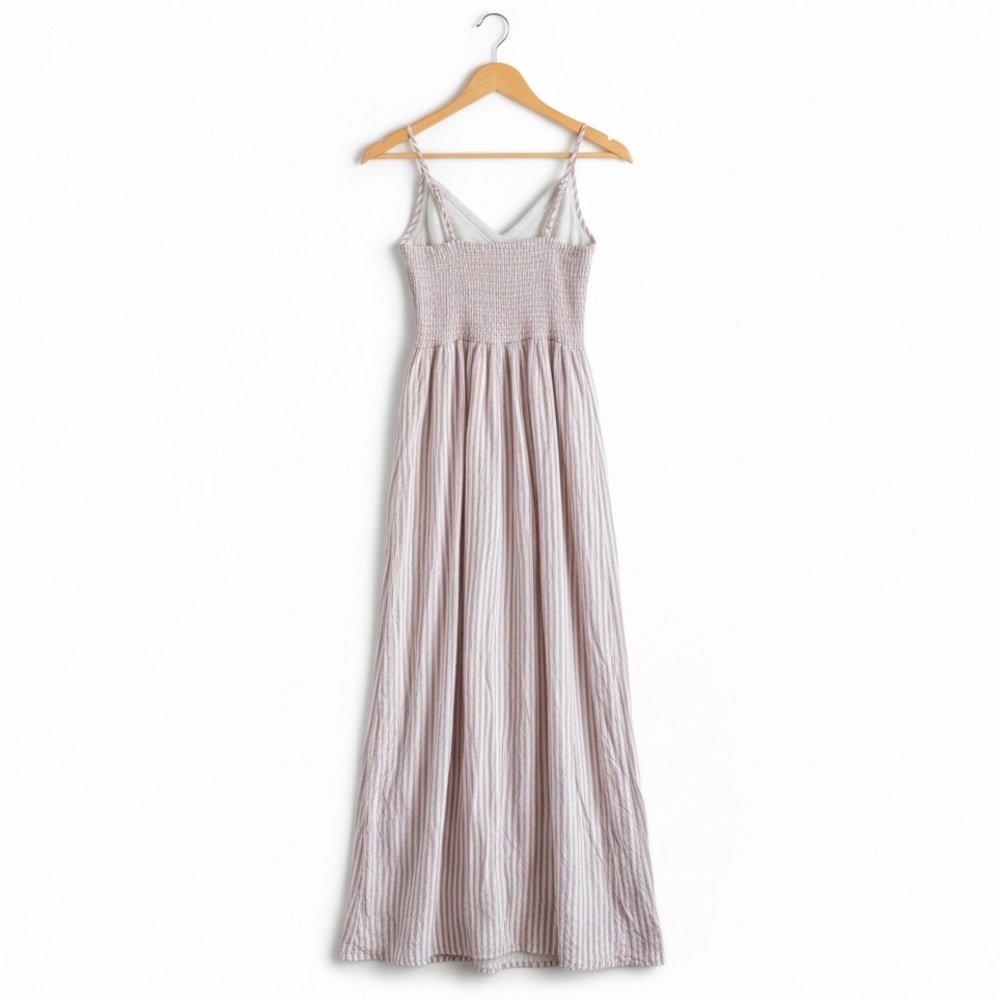 Joyana Smocked Maxi Sundress Boho Cottagecore Summer Dress Pink Stripe Medium - Picture 3 of 7